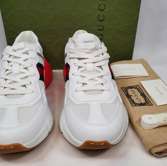 NEW GUCCI RHYTON EPILOGUE 'WHITE RED GREEN REFLECTIVE' MEN'S | GUCCI SIZE 12.5 - Picture 7 of 13